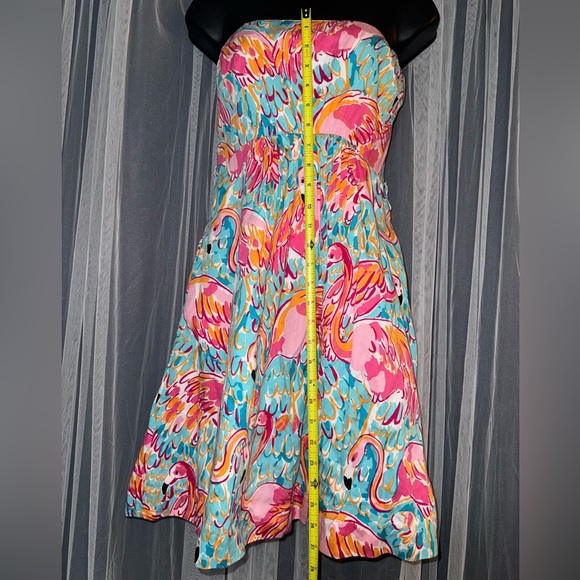 Lilly Pulitzer Wyatt Strapless Dress, Peel and Eat, Flamingos, Size 0 - Picture 3 of 8